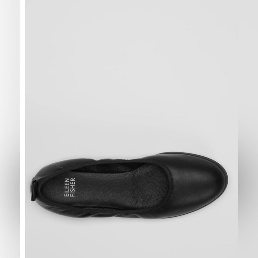 EILEEN FISHER NOTION BALLET FLATS BLACK LEATHER SIZE 6 NEW - Picture 3 of 8